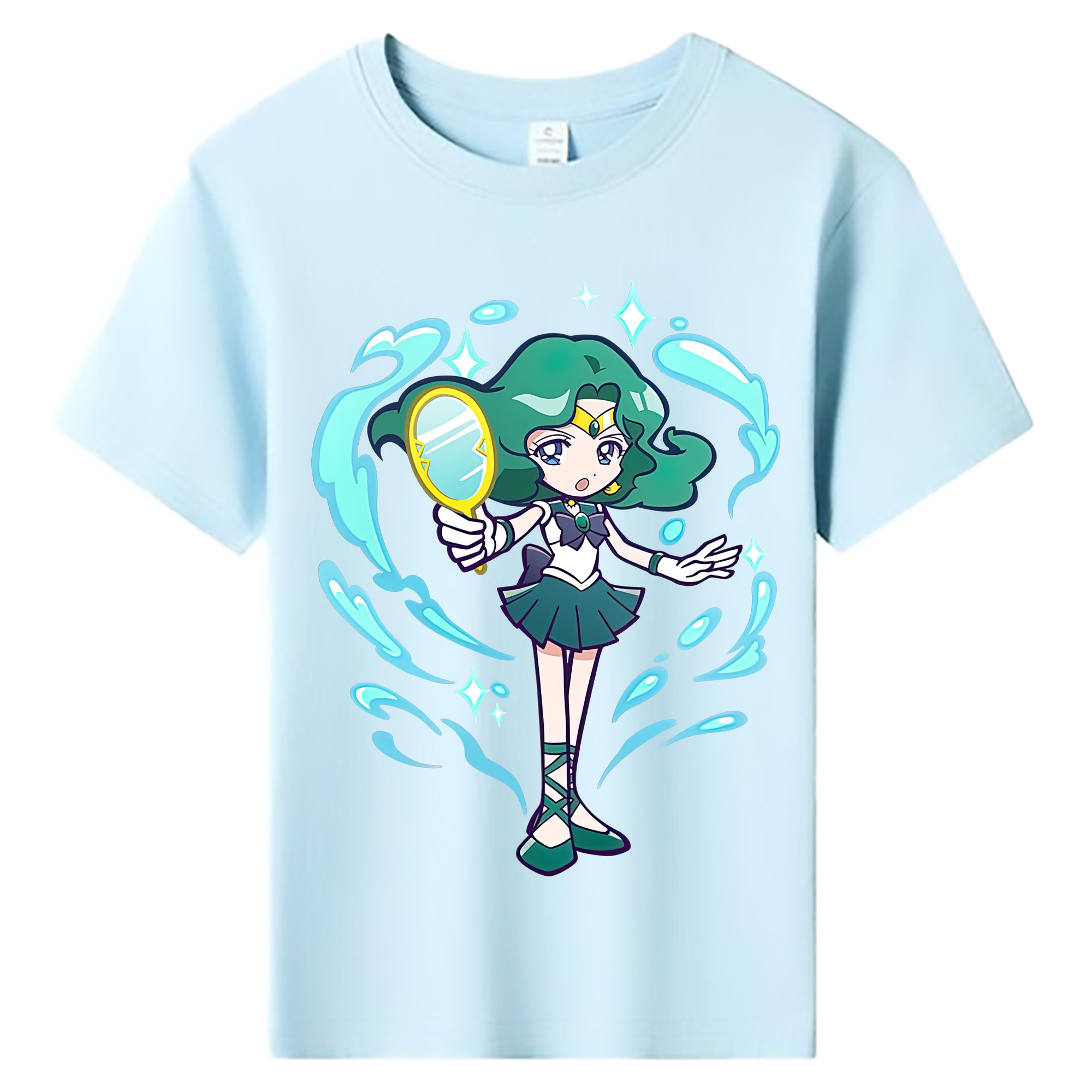 （画像用） 美少女戦士セーラームーン 海王 みちる（かいおう みちる） Sailor Moon Kaiou Michiru 綿100％キッズTシャツ（フロントプリント）